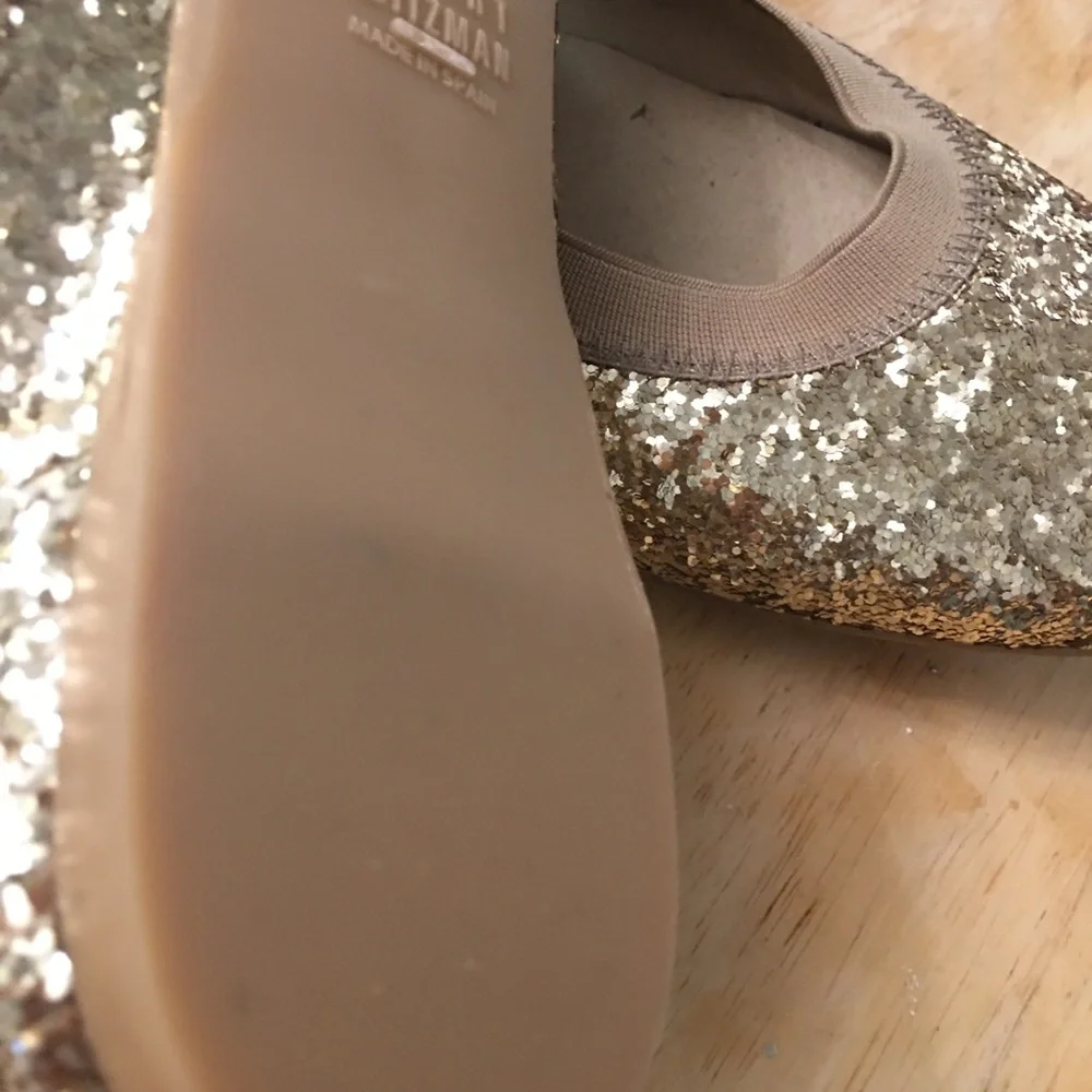 Stuart Weitzman gold glitter ballet slipper NWOT - Picture 7 of 8